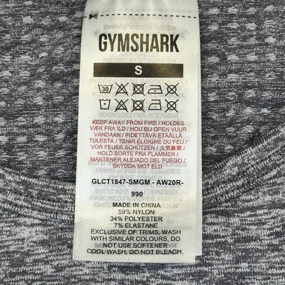 Gymshark Vital Seamless Crop Top Long Sleeve Smokey Grey Marl Women’s Size NWT - Picture 5 of 7